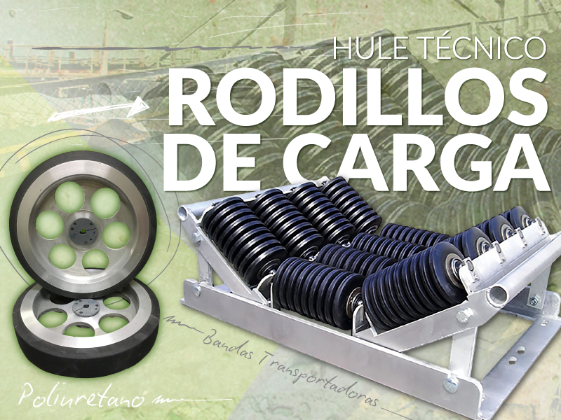 Rodillo de poliuretano antiabrasivo para banda transportadora en operación minera